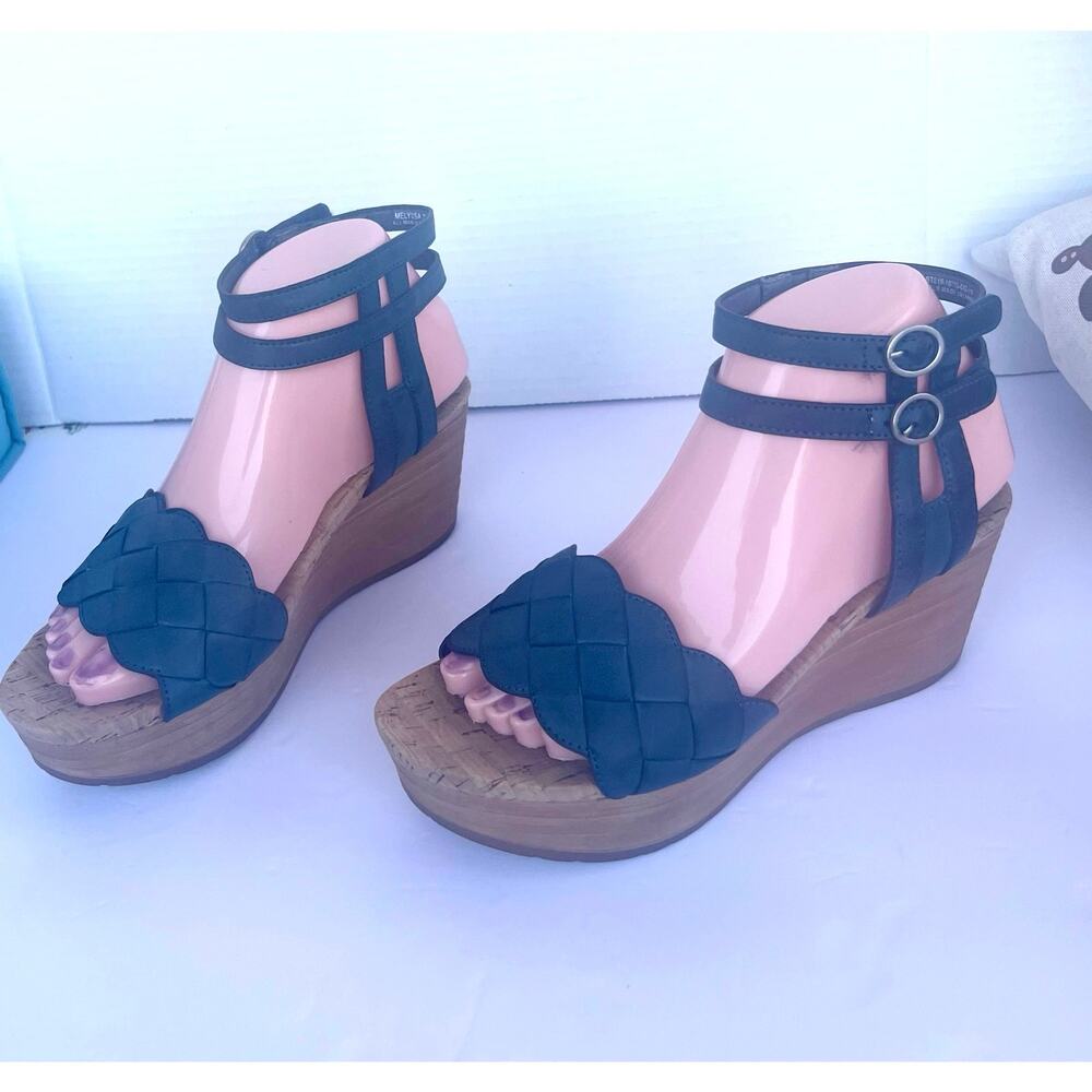 Baretraps Melyssa Blue Vegan Double Ankle Strap Platform Comfort Sandals‎ 7.5
